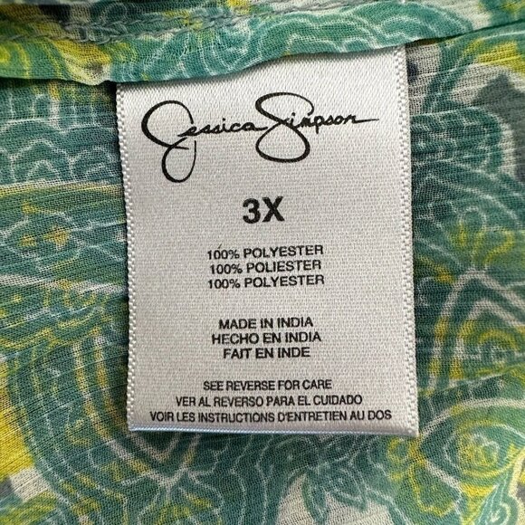 Jessica Simpson Sheer Blouse Size 3X Square Neck Ombre - Picture 12 of 14